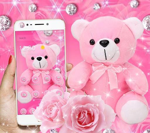 Pink Diamond Teddy Bear Theme - Image screenshot of android app