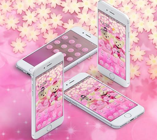 Cute Pink Teddy Bear Blooms Theme - عکس برنامه موبایلی اندروید