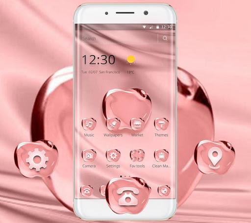Rose Gold Color Crystal Apple Theme - Image screenshot of android app