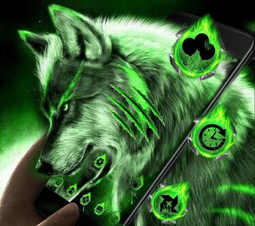 Green Wild Vivid Wolf Theme - عکس برنامه موبایلی اندروید