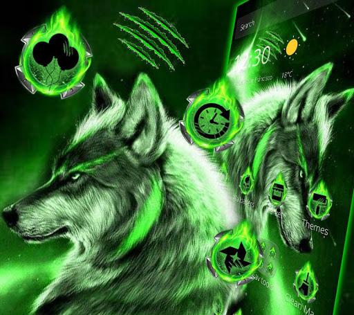 Green Wild Vivid Wolf Theme - عکس برنامه موبایلی اندروید