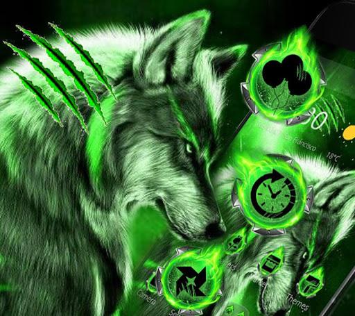 Green Wild Vivid Wolf Theme - Image screenshot of android app