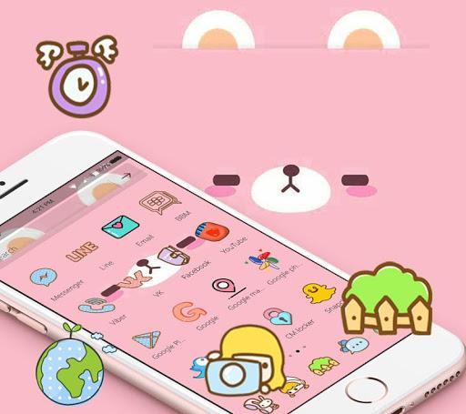 Pink Cute Cartoon Bear Theme - Image screenshot of android app