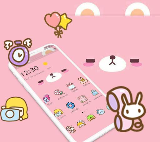 Pink Cute Cartoon Bear Theme - Image screenshot of android app