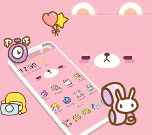Pink Cute Cartoon Bear Theme - عکس برنامه موبایلی اندروید