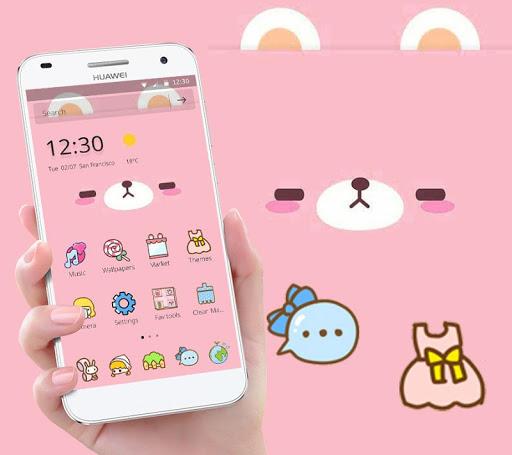 Pink Cute Cartoon Bear Theme - Image screenshot of android app