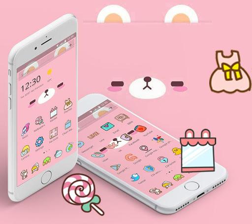 Pink Cute Cartoon Bear Theme - Image screenshot of android app