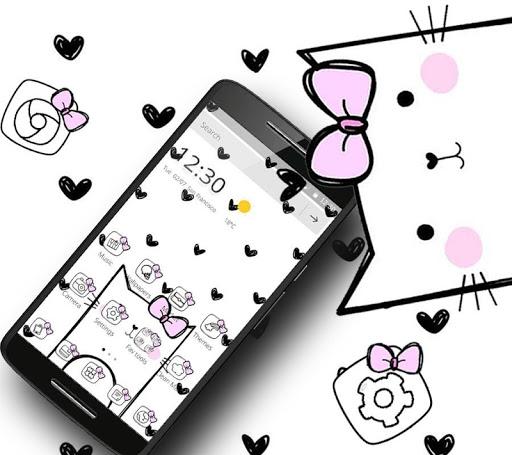 Cute Heart Spot Bow Kitty Theme - Image screenshot of android app