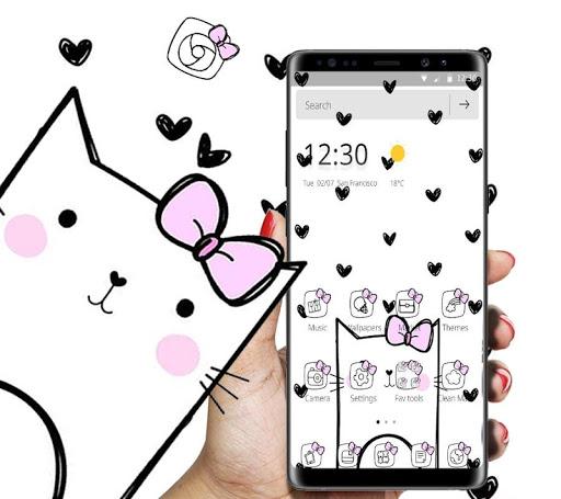 Cute Heart Spot Bow Kitty Theme - Image screenshot of android app