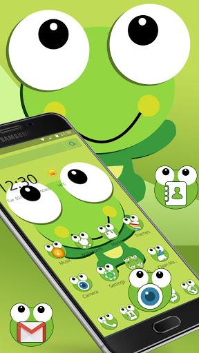 Green Cartoon Frog Big Eyes Theme - Image screenshot of android app