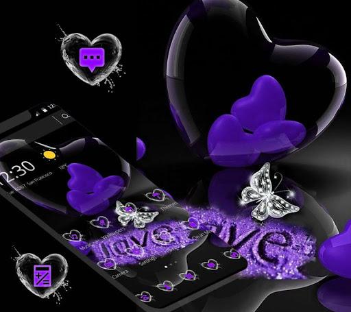 Violet Crystal Heart Love Valentine Theme - عکس برنامه موبایلی اندروید