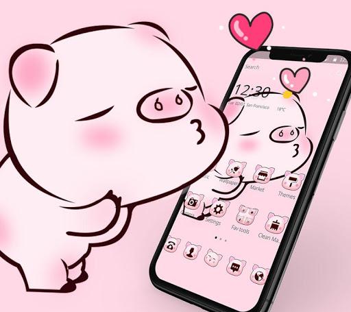 Pink Cute Love Piggy Theme - عکس برنامه موبایلی اندروید