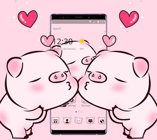 Pink Cute Love Piggy Theme - عکس برنامه موبایلی اندروید