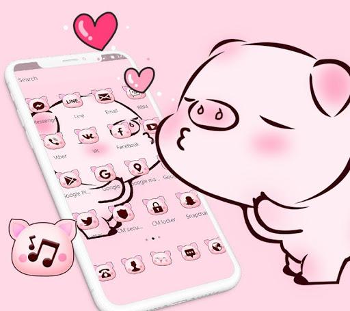 Pink Cute Love Piggy Theme - عکس برنامه موبایلی اندروید