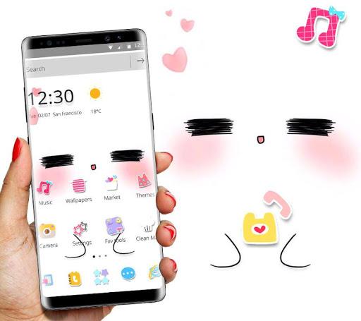 White Cartoon Cute Pet Face Theme - Image screenshot of android app
