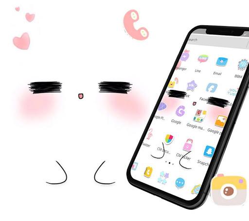 White Cartoon Cute Pet Face Theme - Image screenshot of android app