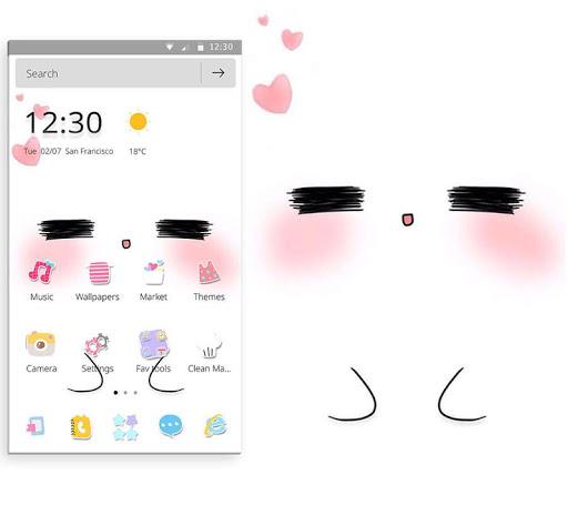 White Cartoon Cute Pet Face Theme - Image screenshot of android app