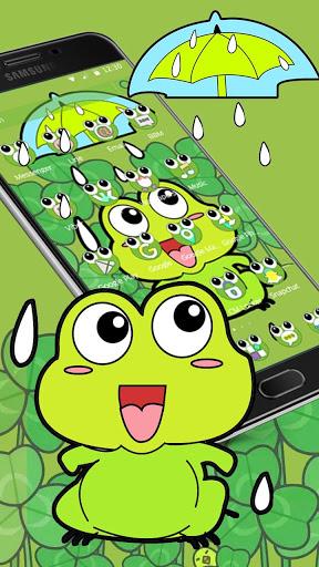 Lovely Frog Big Eye Raindrop Cartoon Theme - Image screenshot of android app