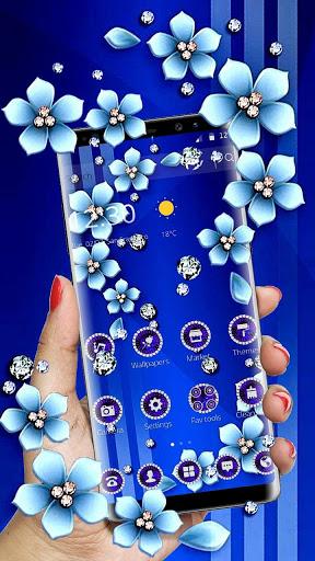 Blue Flower Glitter Diamond Business Theme - Image screenshot of android app