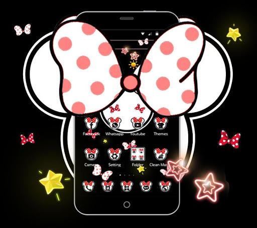 Neon Pink Minnie Theme Butterfly Icon Wallpaper - Image screenshot of android app