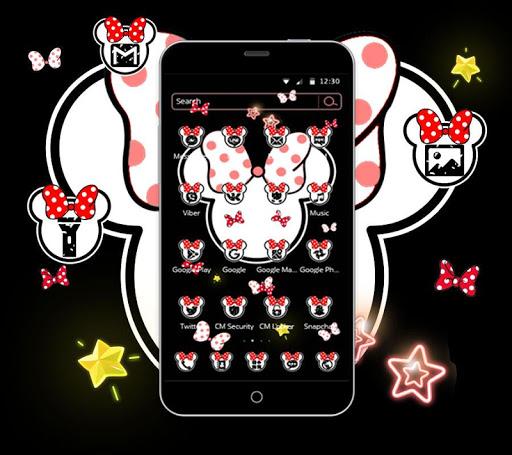 Neon Pink Minnie Theme Butterfly Icon Wallpaper - Image screenshot of android app