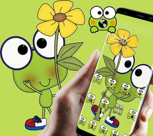 Cute Big Eyes Frog Yellow Flower Theme - Image screenshot of android app