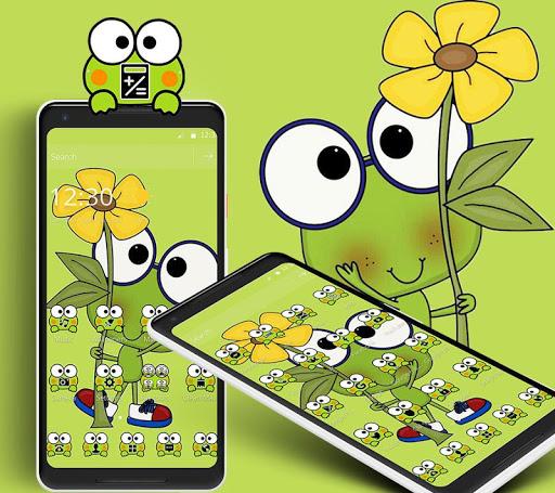 Cute Big Eyes Frog Yellow Flower Theme - Image screenshot of android app