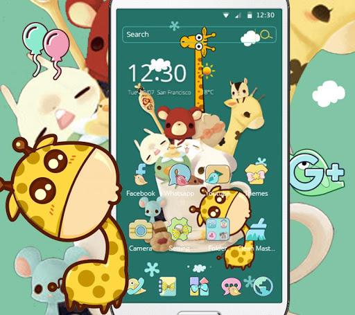 Green Cartoon Giraffe Wallpaper Cute Icon Theme - Image screenshot of android app