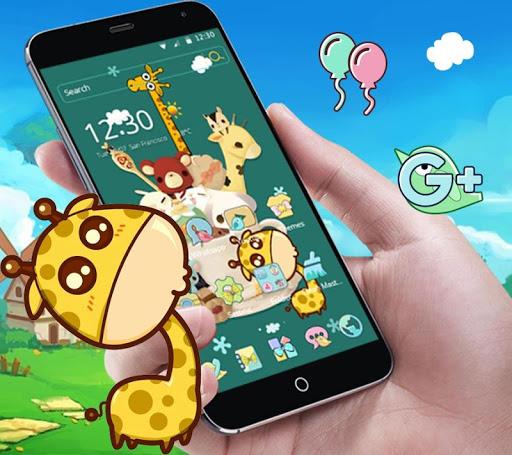 Green Cartoon Giraffe Wallpaper Cute Icon Theme - Image screenshot of android app