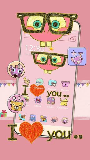 Pink cartoon wallpaper surprise animal icon theme - عکس برنامه موبایلی اندروید