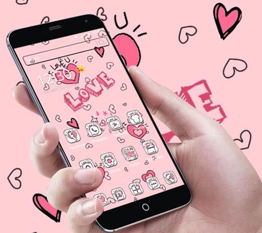 Doodle Pink Love Theme Wallpaper - عکس برنامه موبایلی اندروید