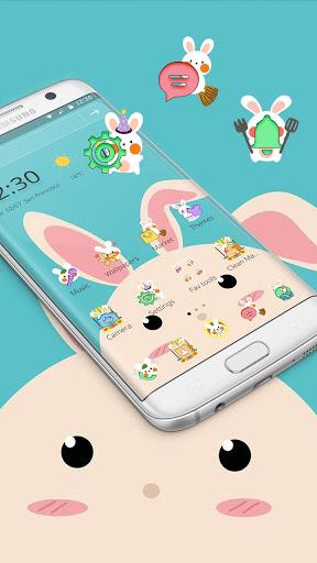Blue Cute Cartoon Bunny Theme - Image screenshot of android app