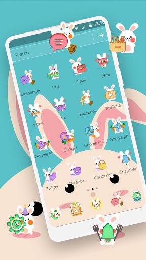Blue Cute Cartoon Bunny Theme - Image screenshot of android app