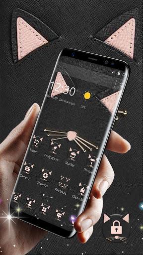 Black Leather Kitty Theme - Image screenshot of android app