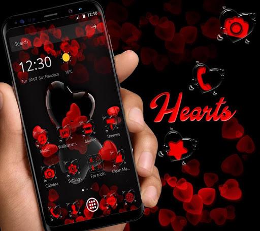 Romantic Cute Red Love Heart Theme - Image screenshot of android app