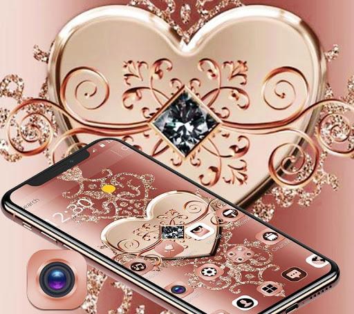 Rose Gold Diamond Heart Luxury Theme - Image screenshot of android app