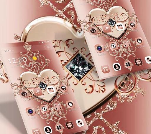 Rose Gold Diamond Heart Luxury Theme - Image screenshot of android app