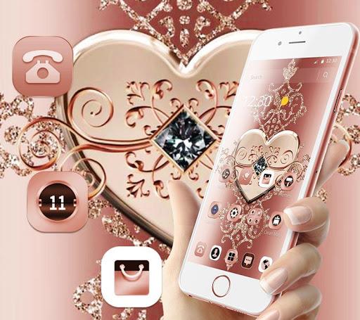 Rose Gold Diamond Heart Luxury Theme - Image screenshot of android app