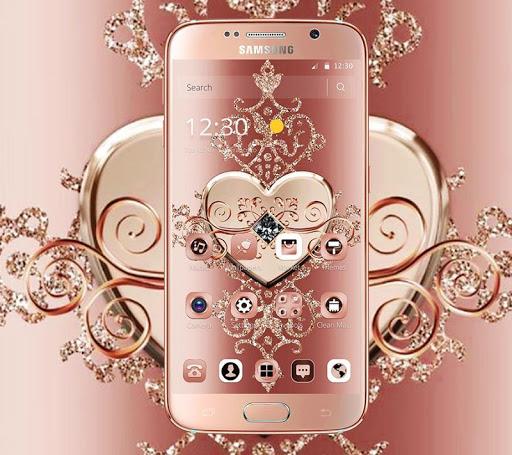 Rose Gold Diamond Heart Luxury Theme - عکس برنامه موبایلی اندروید