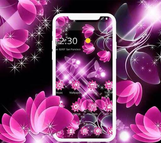 Neon Pink Black Butterfly Flower Theme - عکس برنامه موبایلی اندروید