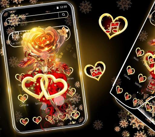 Red Gold Shiny Rose Theme - Image screenshot of android app