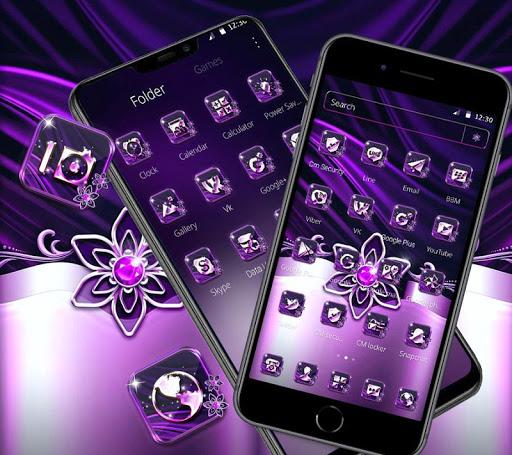 Purple Black Shiny Flower Launcher Theme 🌷 - Image screenshot of android app