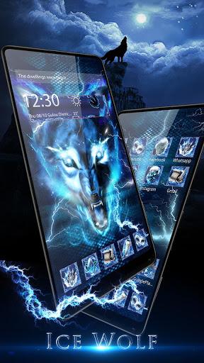 3D blue fire Ice wolf launcher theme - Image screenshot of android app