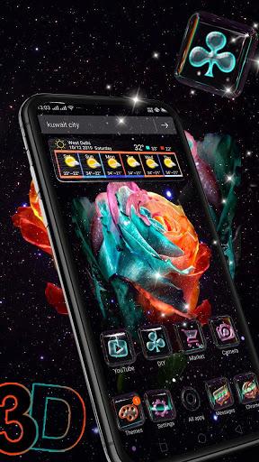 Rose Galaxy 3D Glass Tech Theme 🌹 - Image screenshot of android app