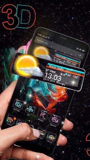 Rose Galaxy 3D Glass Tech Theme 🌹 - Image screenshot of android app