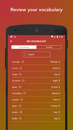Learn Spanish Vocabulary Words - عکس برنامه موبایلی اندروید