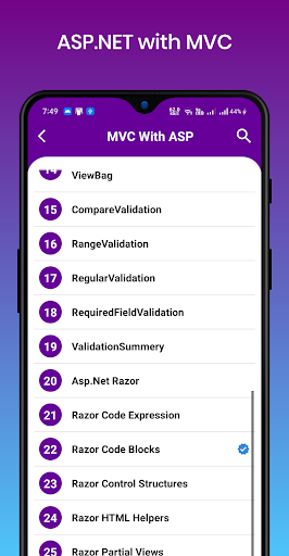 Learn ASP.NET - عکس برنامه موبایلی اندروید