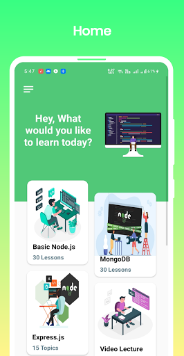 Learn Node JS - عکس برنامه موبایلی اندروید