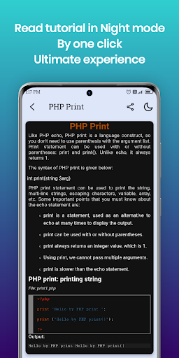 Learn PHP - عکس برنامه موبایلی اندروید