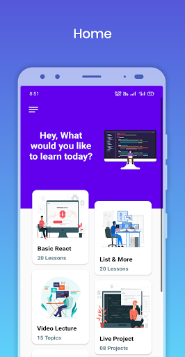 Learn React JS - عکس برنامه موبایلی اندروید